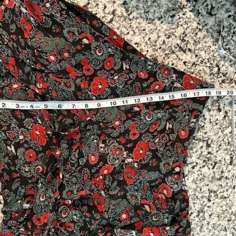 Veronica Beard Ballard‎ Silk One Shoulder Floral Ruffle Dress Black Red Size 8 - Picture 13 of 13